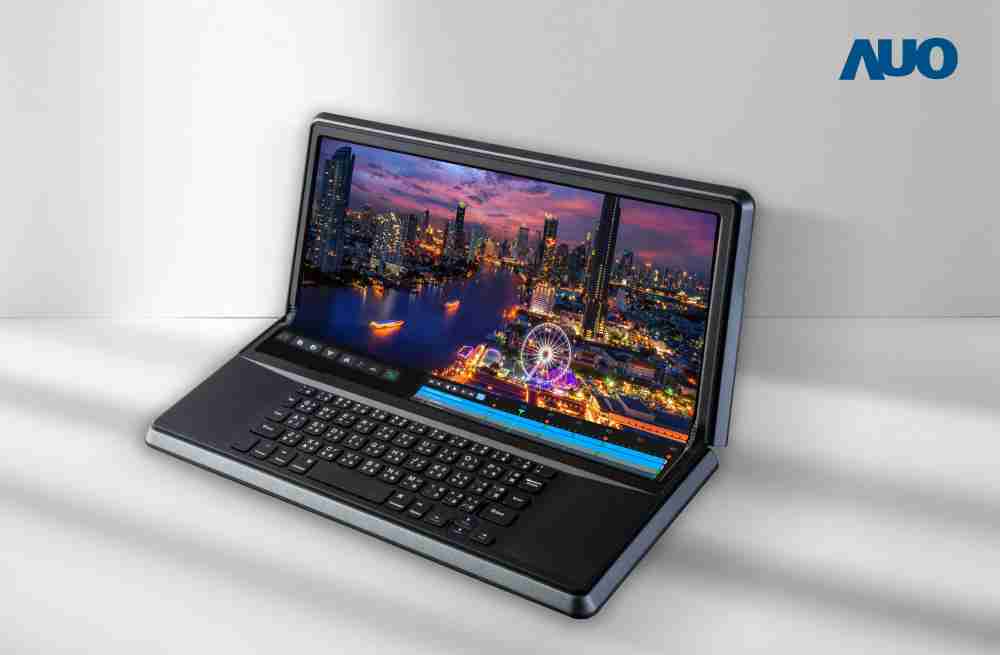 财神娱乐14.6吋Micro LED折迭显示屏幕，，搭配半径4mm的弯折绞炼，，，，以及高画素、、、、高亮度、、、高对比度的显示技术特点，，，，即便在大视角下仍保有绝佳色相与亮度