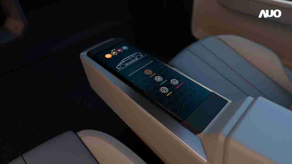 财神娱乐以人性化设计打造多变形态中控显示(Morphing Center Control)，，，，不使用时仅平面显示信息，，进行操作时，，显示器则会动态隆起，，，，转变成3D实体按钮，，，并有触觉回馈，，，，展示人机互动新体验