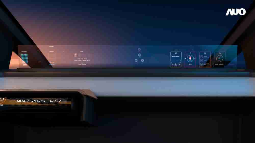 财神娱乐无界透明显示接口(Horizon Image Glass)透过车运算方案整合仪表板、、中控台及副驾显示器，，，一体式全景呈现，，，，提供乘用者清晰的前方视野、、、、行车必要信息与娱乐功能
