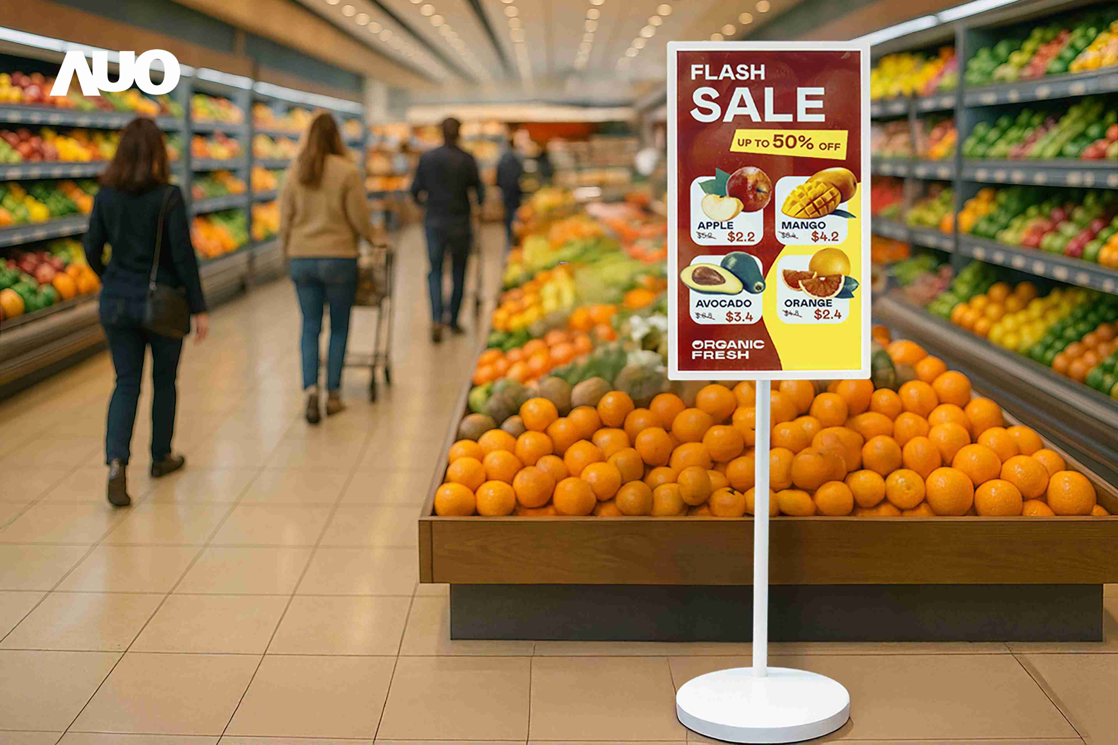 达擎首亮相低功耗、、、全彩的〝aecoPost电子纸解决方案〞，，，仅在更新画面时需要微量的电力驱动，，，，无需布建电线的便捷设计，，，，使其可灵活应用、、、随意置放，，，，并可透过云端或行动装置app，，，轻松管理及排程广告内容，，，晋升店头营销利器。。